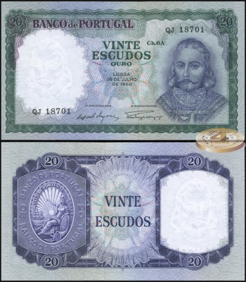 Португалия. 20 эскудо (Unc) 1960