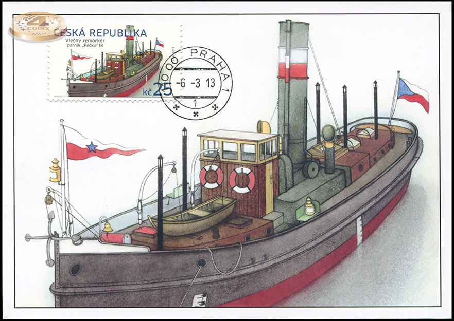 Чехия. 2013. Паровой буксир "Péčko" (Картмаксимум. M)