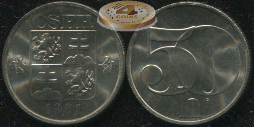 Чехословакия. 50 геллеров. 1991 (Unc)