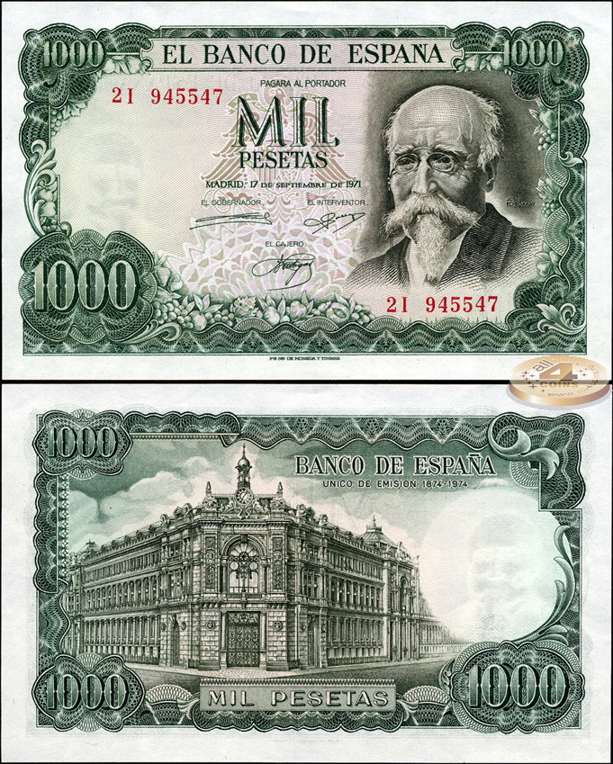 Испания. 1000 песет (Unc) 1974