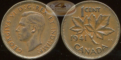 Канада. 1 цент. 1941 (aUnc)