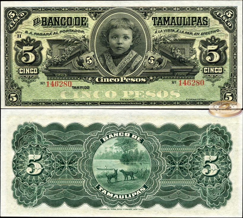 Мексика (Тамаулипас). 5 песо (Unc) 1902-14
