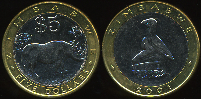 Зимбабве. 5 долларов. 2001