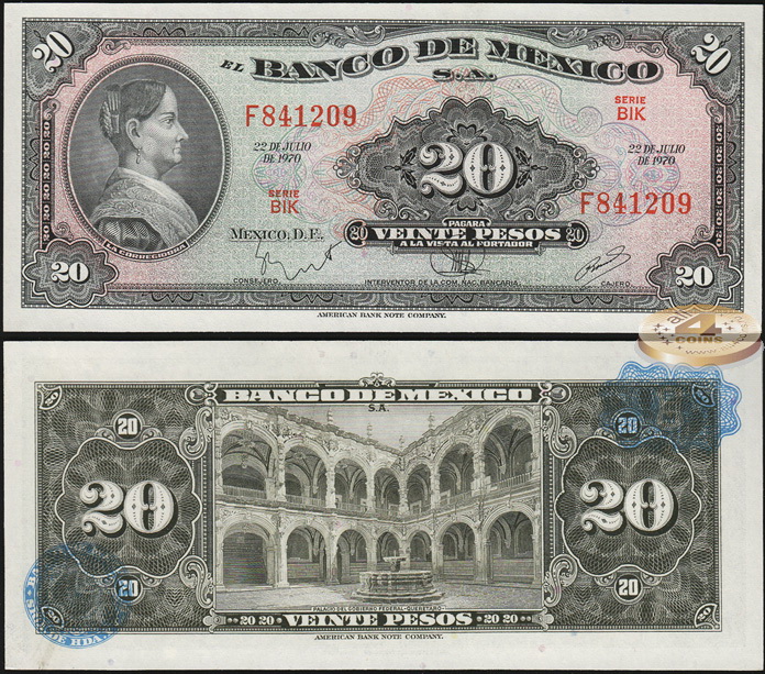 Мексика. 20 песо (Unc) 1970