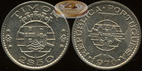 Тимор (португальский). 2.5 эскудо. 1970 (Unc)