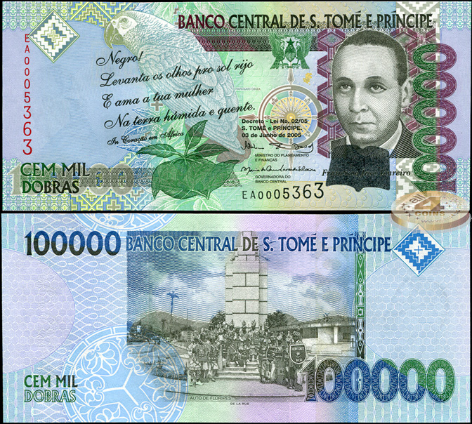 Сан-Томе и Принсипи. 100000 добр (Unc) 2005