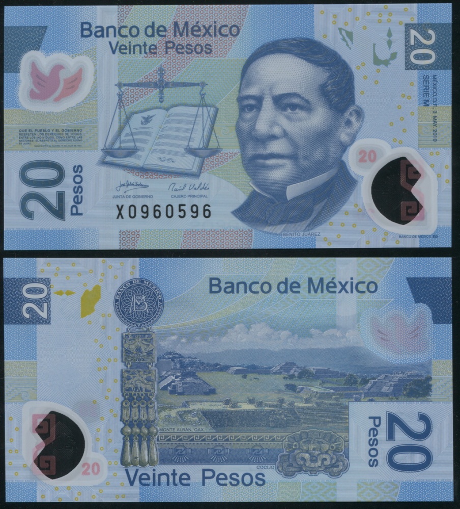 Мексика. 20 песо (Unc. Пластик) 2010