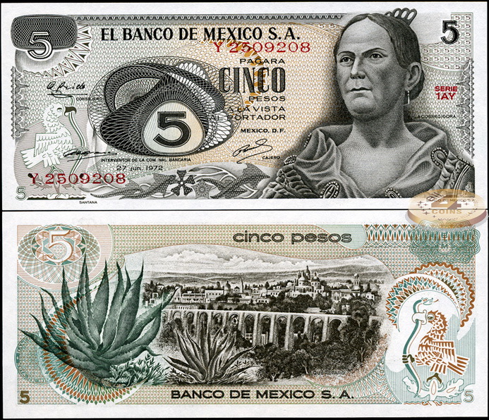 Мексика. 5 песо (Unc) 1972