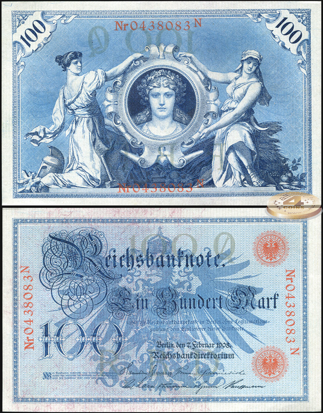 Германия [Кайзеррайх]. 100 марок (Unc) 1908