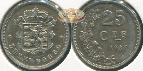 Люксембург. 25 центимов. 1927 (XF+)