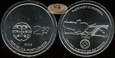 Португалия. 2.5 евро. 2008 (Unc)