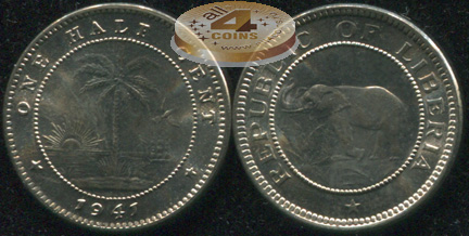 Либерия. 1/2 цента. 1941 (Unc)