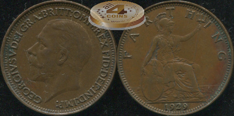 Великобритания. 1 фартинг. 1929. (aUnc)