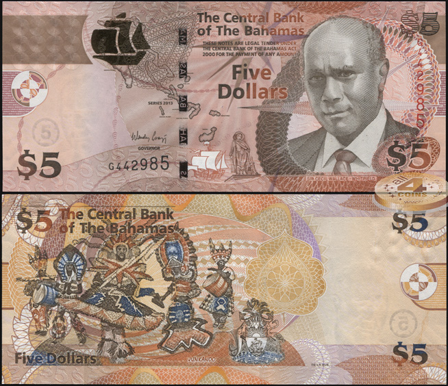 Багамские о-ва. 5 долларов (Unc) 2013