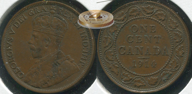 Канада. 1 цент. 1914 (aUnc/Unc)