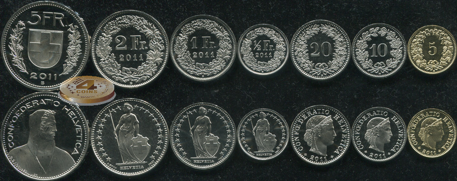 Швейцария. Набор №2 (7 монет) 2011