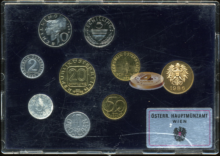 Австрия. Официальный набор (8 монет) 1986
