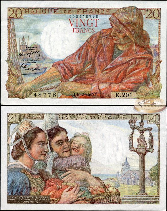 Франция. 20 франков (Unc) 1949