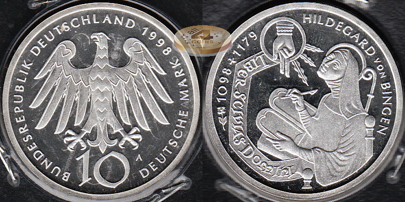 Германия (ФРГ). 10 марок. 1998 A (Proof. Серебро)