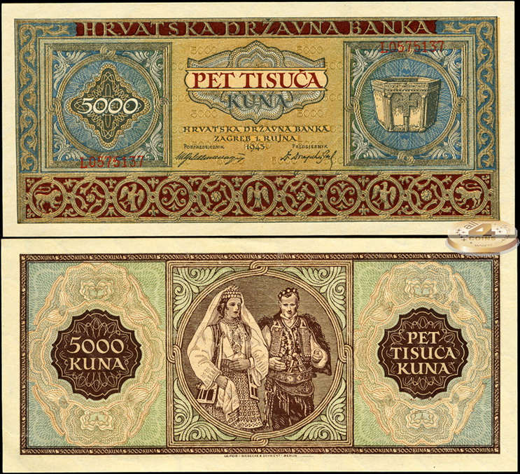Хорватия. 5000 кун (Unc) 1943