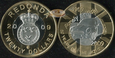 Редонда. 20 долларов. 2009 (Unc)
