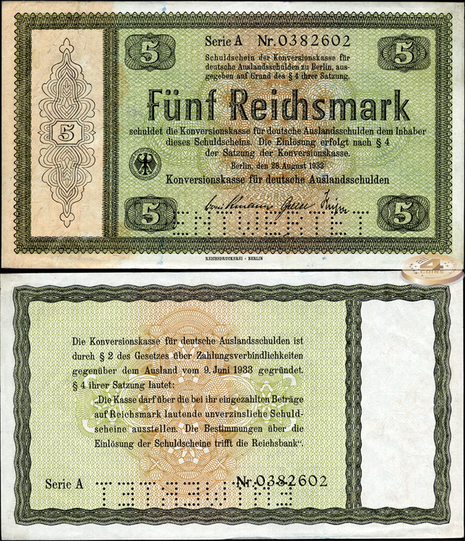 Германия (3й рейх). 5 рейхсмарок (Unc-) 1933