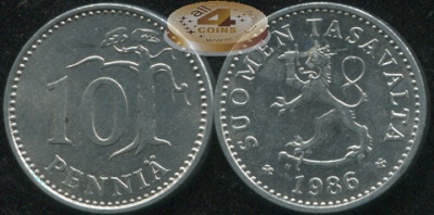 Финляндия. 10 пенни. 1986.N (Unc)