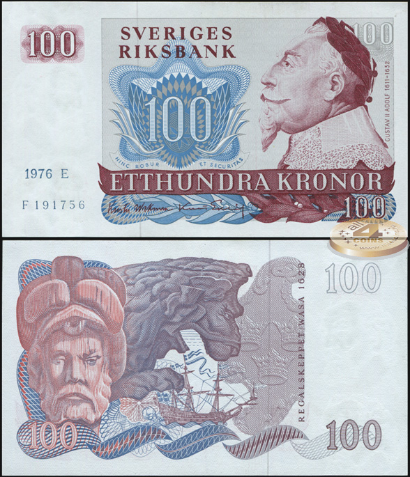 Швеция. 100 крон (Unc) 1976