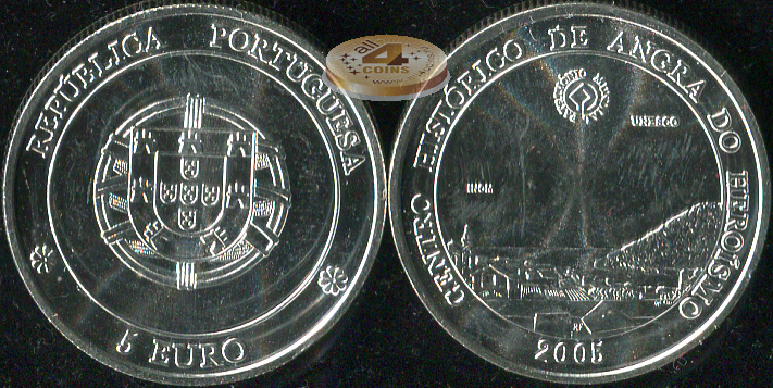 Португалия. 5 евро. 2005 (Unc. Серебро)
