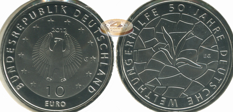 Германия. 10 евро. 2012.G (Proof-Like)