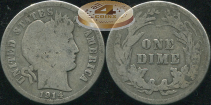 США. 10 центов (Дайм). 1914 (G. Серебро)