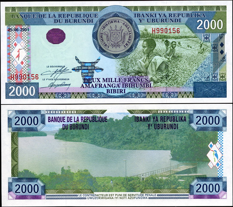 Бурунди. 2000 франков (Unc) 2001