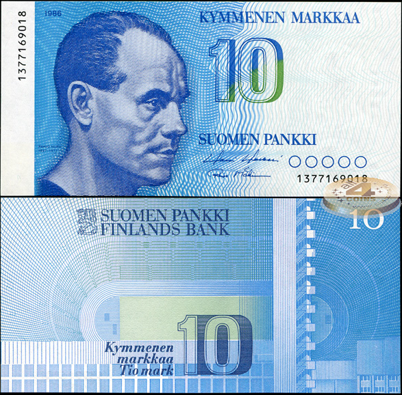Финляндия. 10 марок (Unc) 1986