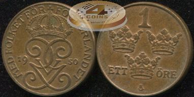 Швеция. 1 эре. 1950 (aXF)
