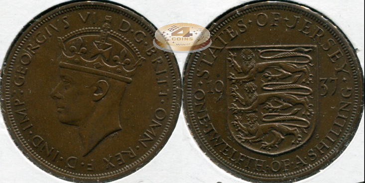Джерси. 1/12 шиллинга. 1937 (Unc)