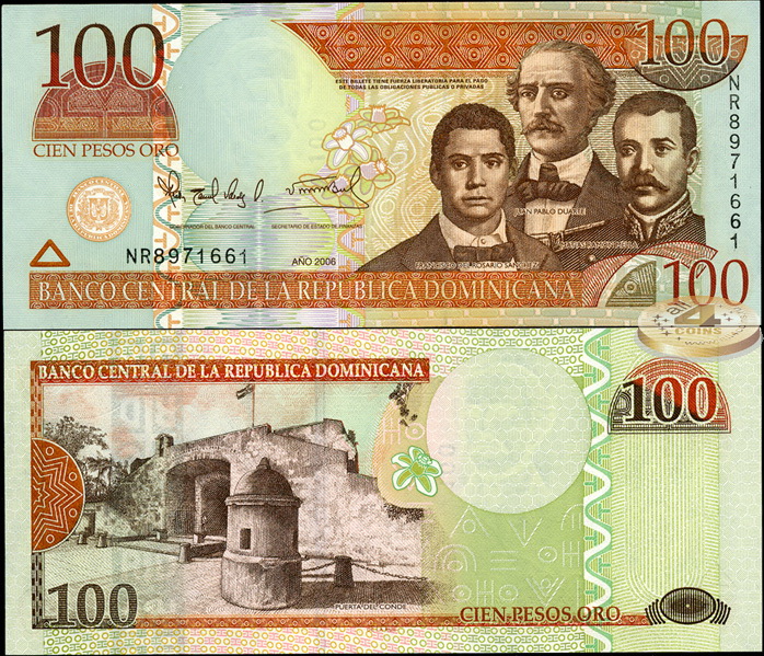 Доминиканская республика. 100 песо оро (Unc) 2006