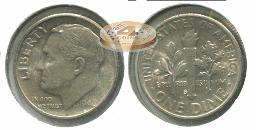 США. 10 центов [Дайм]. 1948.S (Unc. Серебро)