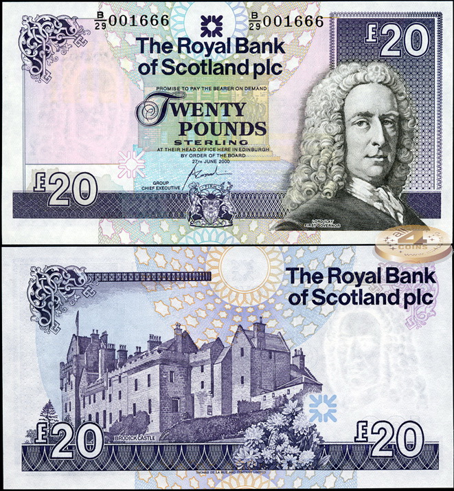 Шотландия. 20 фунтов (Unc) 2000