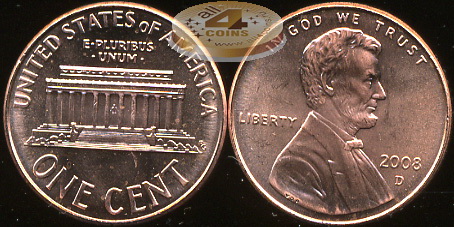 США. 1 цент. 2008.D (Unc)