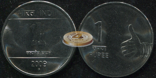 Индия. 1 рупия. 2009 (Unc)