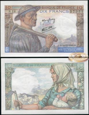 Франция. 10 франков (Unc) 1942