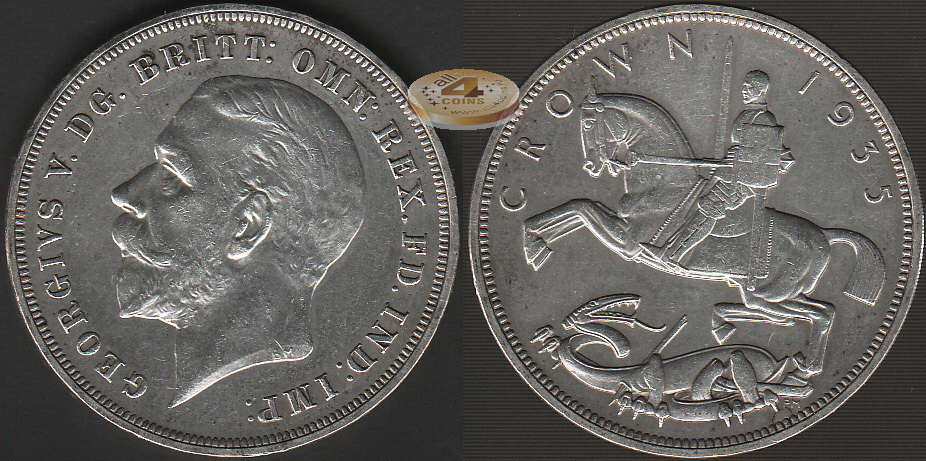 Великобритания. 1 крона. 1935 (Unc. Серебро)