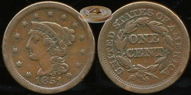 США. 1 цент. 1851 (VF)