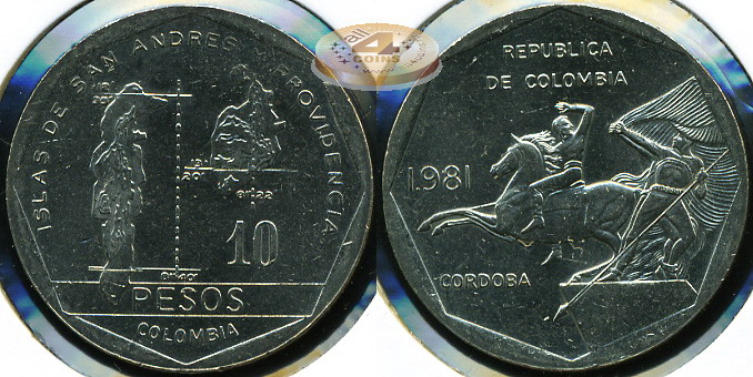 Колумбия. 10 песо. 1981 (aUnc)