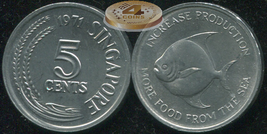 Сингапур. 5 центов. 1971 (Unc)
