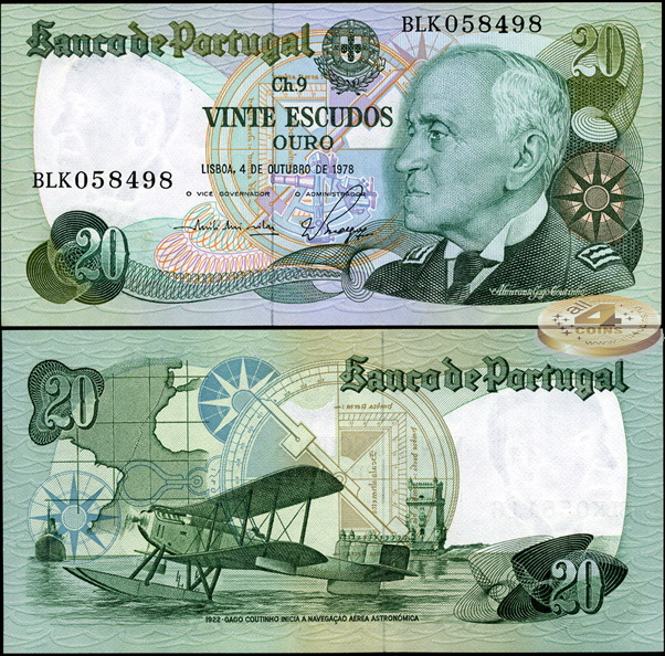Португалия. 20 эскудо (Unc) 1978