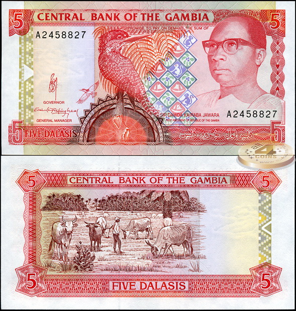 Гамбия. 5 даласи (Unc) 1991-95