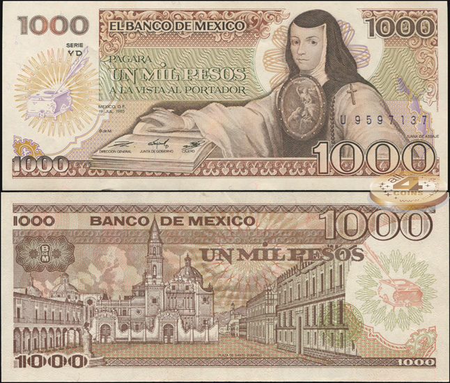 Мексика. 1000 песо (Unc) 1985