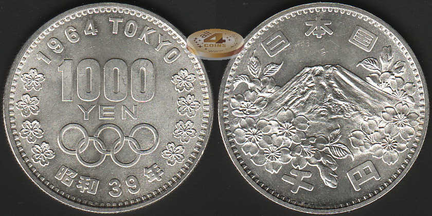Япония. 1000 йен. 1964 (Unc. Серебро)