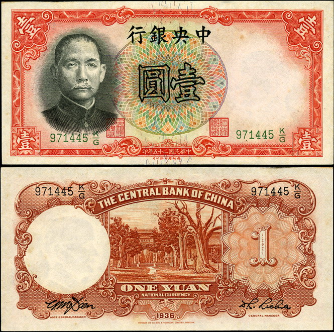 Китай (республика). 1 юань (Unc) 1936